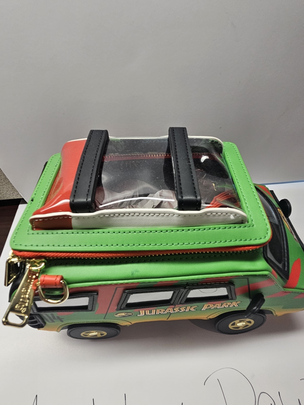 Loungefly Jurassic Park Green Red Van Crossbody Bag - Picture 3 of 10